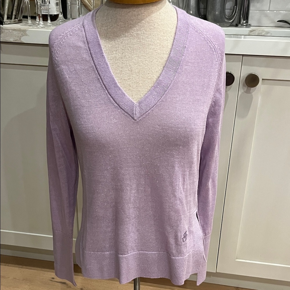 Judith & Charles 90% linen Lavender V-Neck Women's long sleeve Sweater